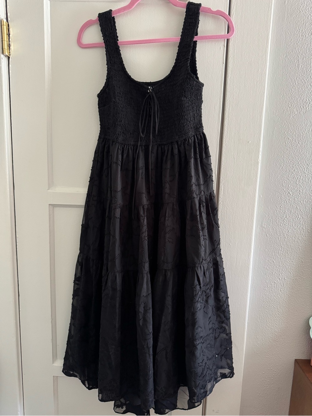 Mustard Seed Black Smocked Tiered Sundress